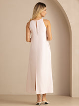 [Rosa Claro] SilkSilky-ES Sleeveless Crew Neck Vestido 002