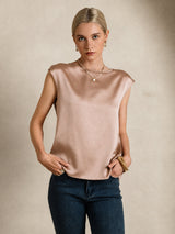 [Toscana] SilkSilky-ES Cap Sleeve Round Neck Camisetas de Mujer 006
