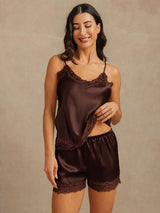 [Marrón] SilkSilky-ES Spaghetti Strap V Neck Conjunto de tirantes 002