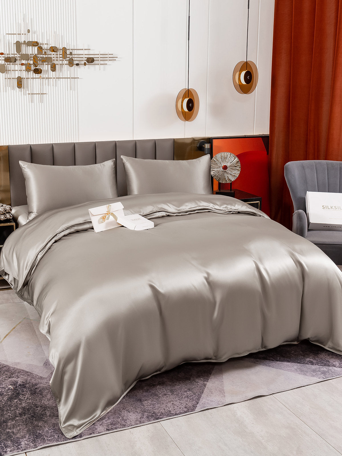 [Gris] SilkSilky-ES 19Momme Seda Pura Bedding Set 005