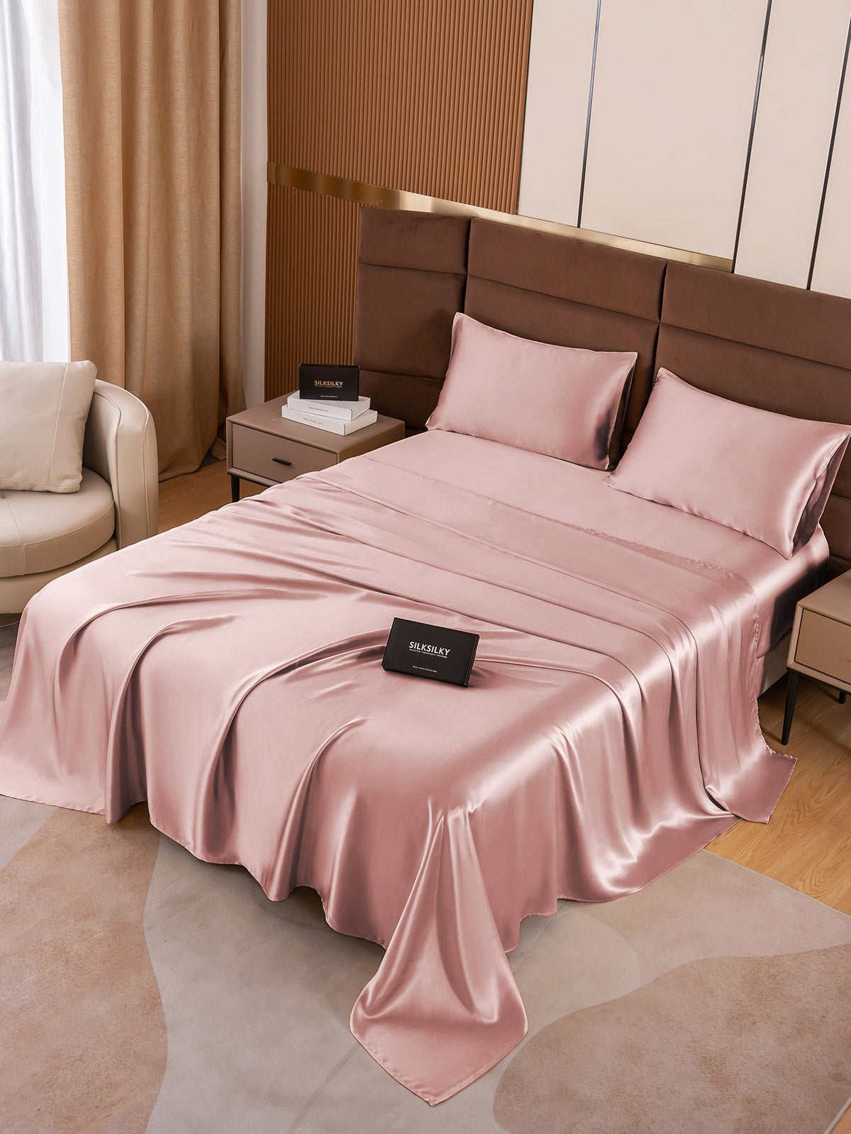 [Malva Pálido] SilkSilky-ES 19Momme Seda Pura Bedding Set 001