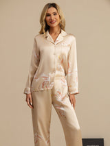 [Champán] SilkSilky-ES Long Sleeve Lapel Collar Pijamas de mujer 003