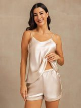 [Beige] SilkSilky-ES Spaghetti Strap V Neck Conjunto de tirantes 004