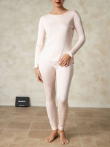[Rosa Claro] SilkSilky-ES Long Sleeve Round Neck Ropa Interior Larga Mujer 005