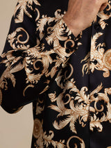 [Dragón Negro] SilkSilky-ES Long Sleeve Lapel Collar Camisa de hombre 007