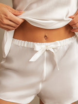 [Blanco] SilkSilky-ES Spaghetti Strap V Neck Conjunto de tirantes 007