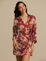 [Dragón Vino] SilkSilky-ES 3/4 Sleeve Bata de mujer 003