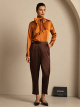 [Chocolate Negro] SilkSilky-ES 19Momme Seda Womens Pants 006