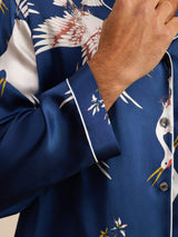 [Azul Oscuro] SilkSilky-ES Long Sleeve Notch Collar Pijamas de hombre 006