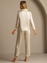 [Champán] SilkSilky-ES Long Sleeve Lapel Collar Pijamas de mujer 002
