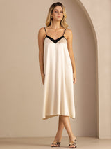 [Beige Arroz] SilkSilky-ES V Neck Vestido 006
