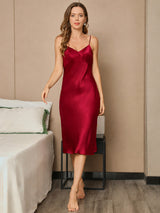 [Vino] SilkSilky-ES Spaghetti Strap V Neck Vestido 005