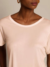 [Rosa Claro] SilkSilky-ES Manga corta Cuello Redondo Camisetas de Mujer 004