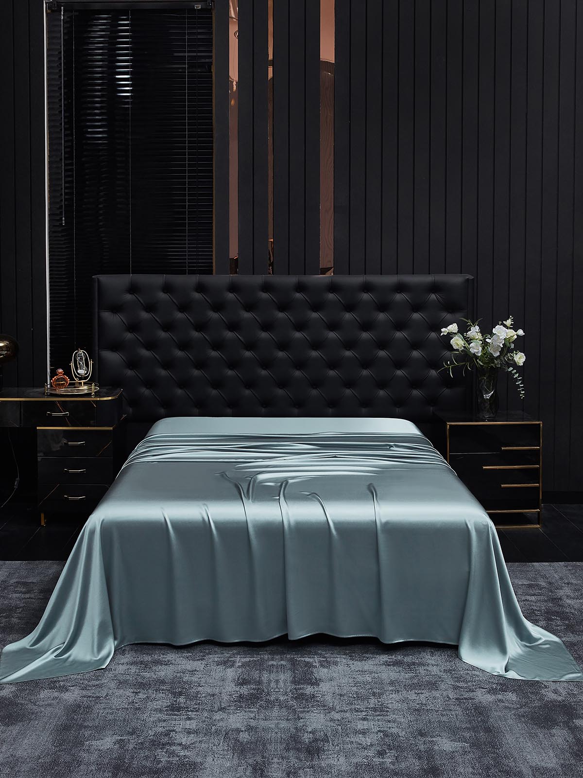 [Azul Grisáceo] SilkSilky-ES 19Momme Seda Pura Sheet 002