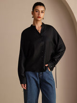 [Negro] SilkSilky-ES Long Sleeve Blouse 004