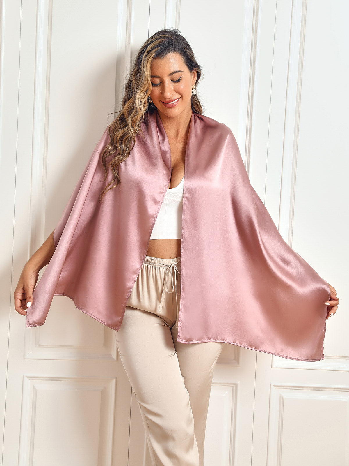 [Malva Pálido] SilkSilky-ES Seda Pura Scarf 003