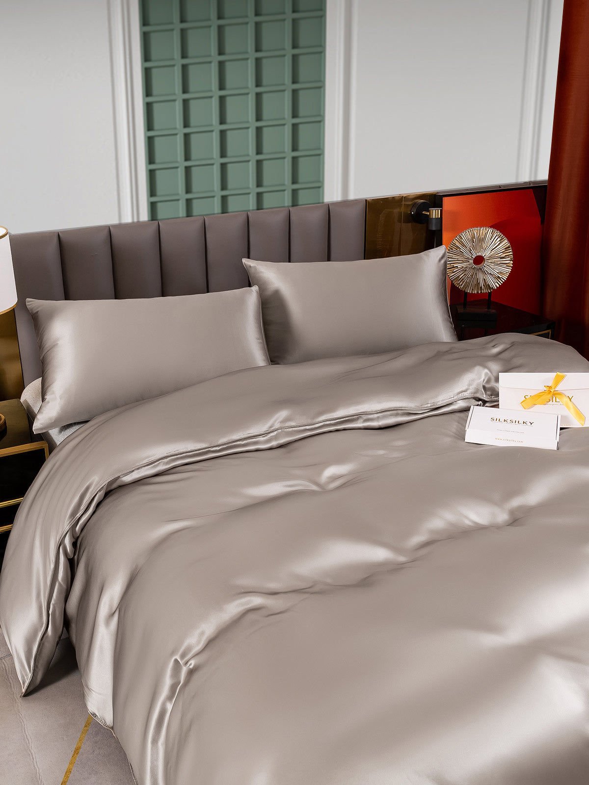 [Gris] SilkSilky-ES 25Momme Seda Pura Bedding Set 004