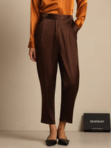 [Chocolate Negro] SilkSilky-ES 19Momme Seda Womens Pants 001