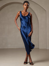 [Azul Oscuro] SilkSilky-ES Sleeveless Vestido 005