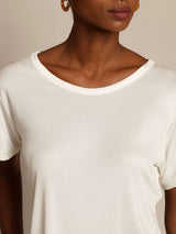 [Blanco] SilkSilky-ES Manga corta Cuello Redondo Camisetas de Mujer 004