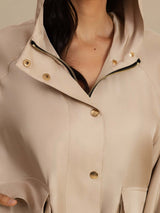 [MarrónClaro] SilkSilky-ES Manga larga Cuello Alto Chaqueta de mujer 007