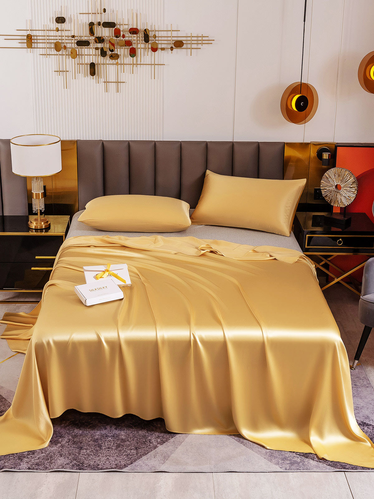[Champán] SilkSilky-ES 19Momme Juego de ropa de cama 002