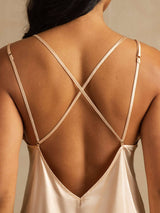[Rosa Claro] SilkSilky-ES Spaghetti Strap V Neck Camisón 005