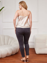 [Beige] SilkSilky-ES Spalline Sottili Cuello en V Top de tirantes talla grande 002