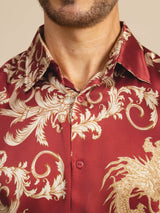 [Dragón Vino] SilkSilky-ES Long Sleeve Lapel Collar Camisa de hombre 005