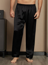 [Negro] SilkSilky-ES Seda Pura Mens Sleep Bottoms 003