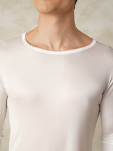 [Blanco] SilkSilky-ES Long Sleeve Round Neck Ropa Interior Larga Hombre 004