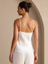 [Blanco] SilkSilky-ES Spaghetti Strap V Neck Top de tirantes 002