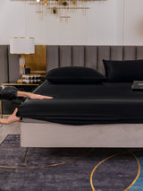 [Negro] SilkSilky-ES 19Momme Juego de ropa de cama 006