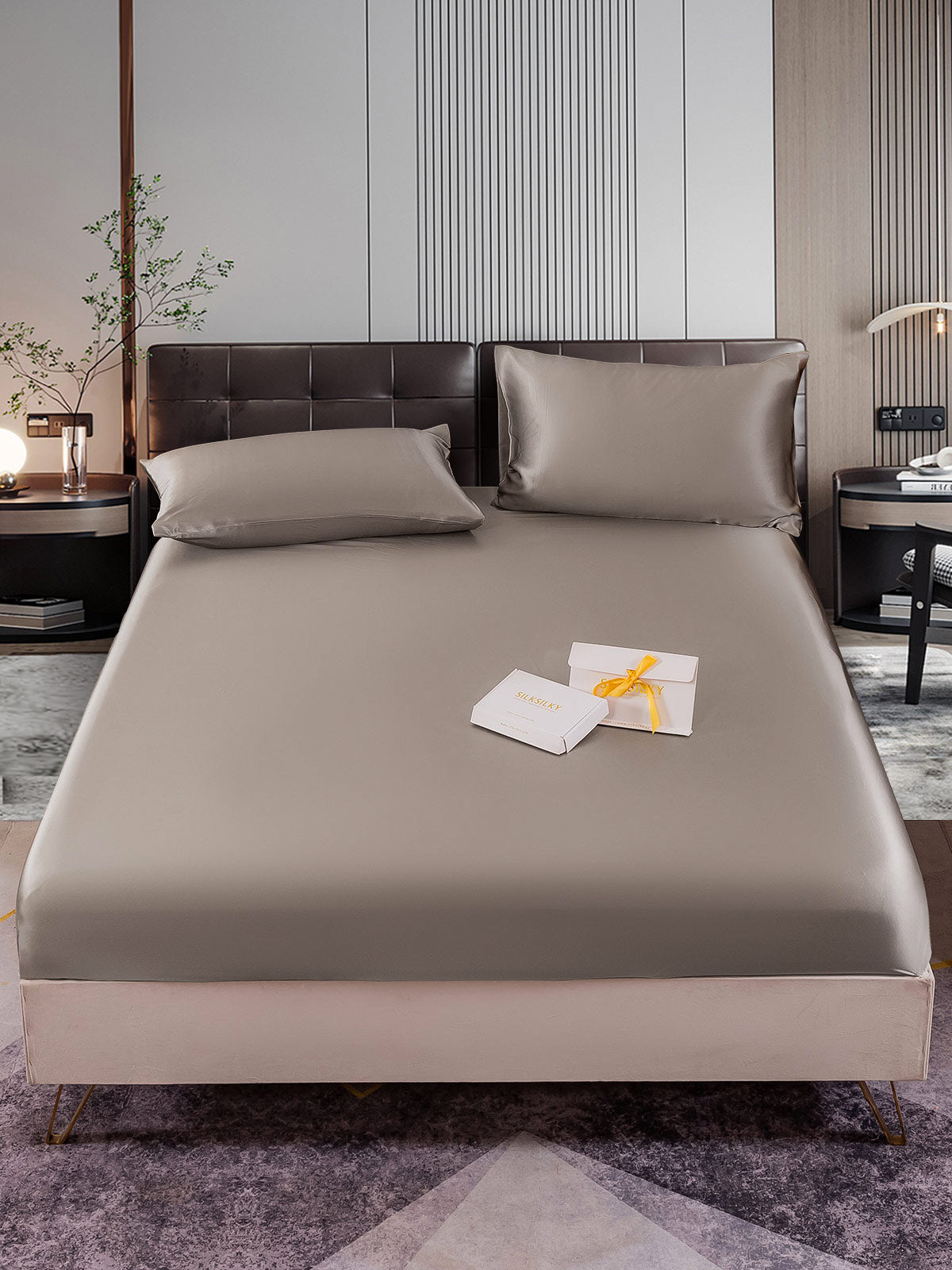 [Gris] SilkSilky-ES 22Momme Seda Pura Bedding Set 001