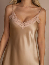 [Champán] SilkSilky-ES Spaghetti Strap V Neck Camisón 008