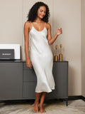 SilkSilky-ES Seda Pura Sin mangas Nightgown Blanco 006