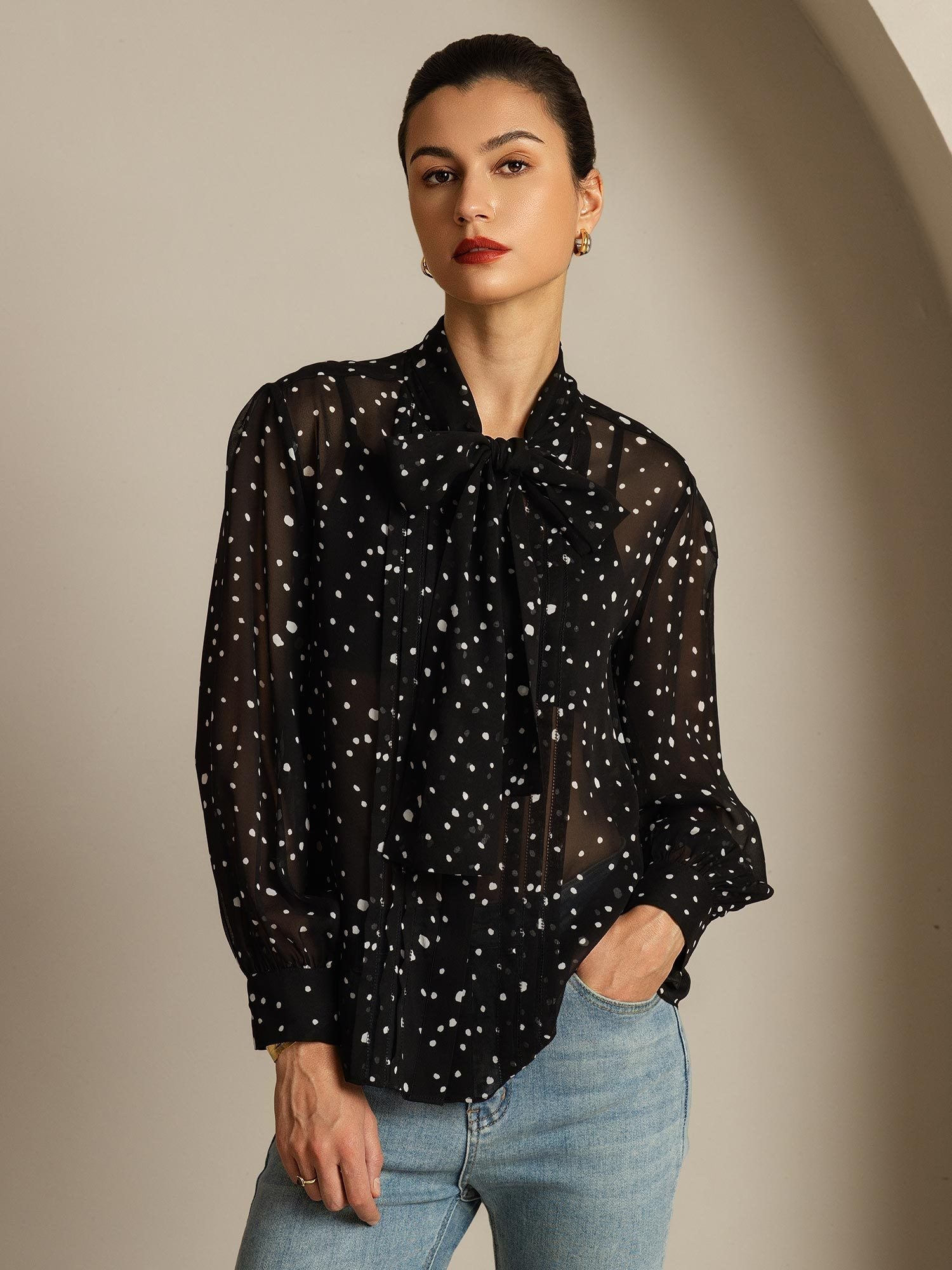 [Lunares] SilkSilky-ES Seda Pura Womens Shirt 006