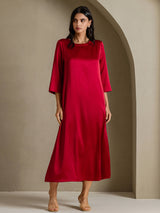[Vino] SilkSilky-ES 3/4 Sleeve Round Neck Vestido 006