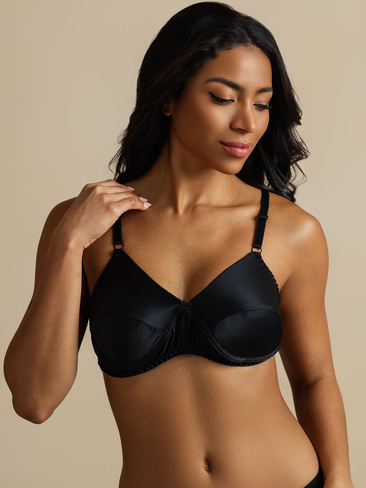 [Negro] SilkSilky-ES Seda Pura Bra 007,