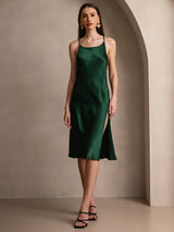 [Verde Oscuro] SilkSilky-ES Spaghetti Strap Vestido 001