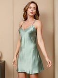 SilkSilky ES Seda Pura Manga francesa Nightgown&Robe Set MentaVerde 008