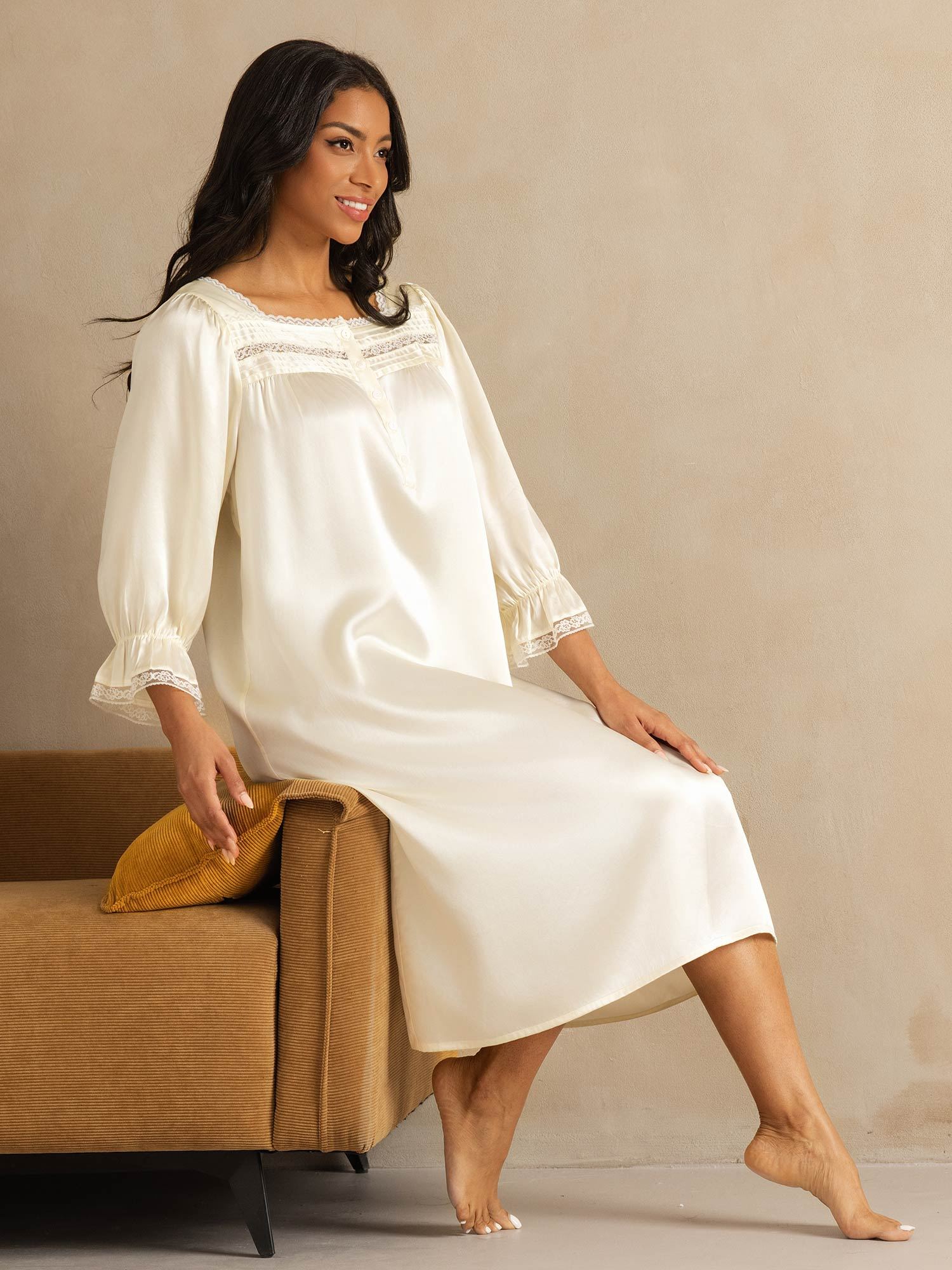 [Blanco] SilkSilky-ES Seda Pura Nightgown 008