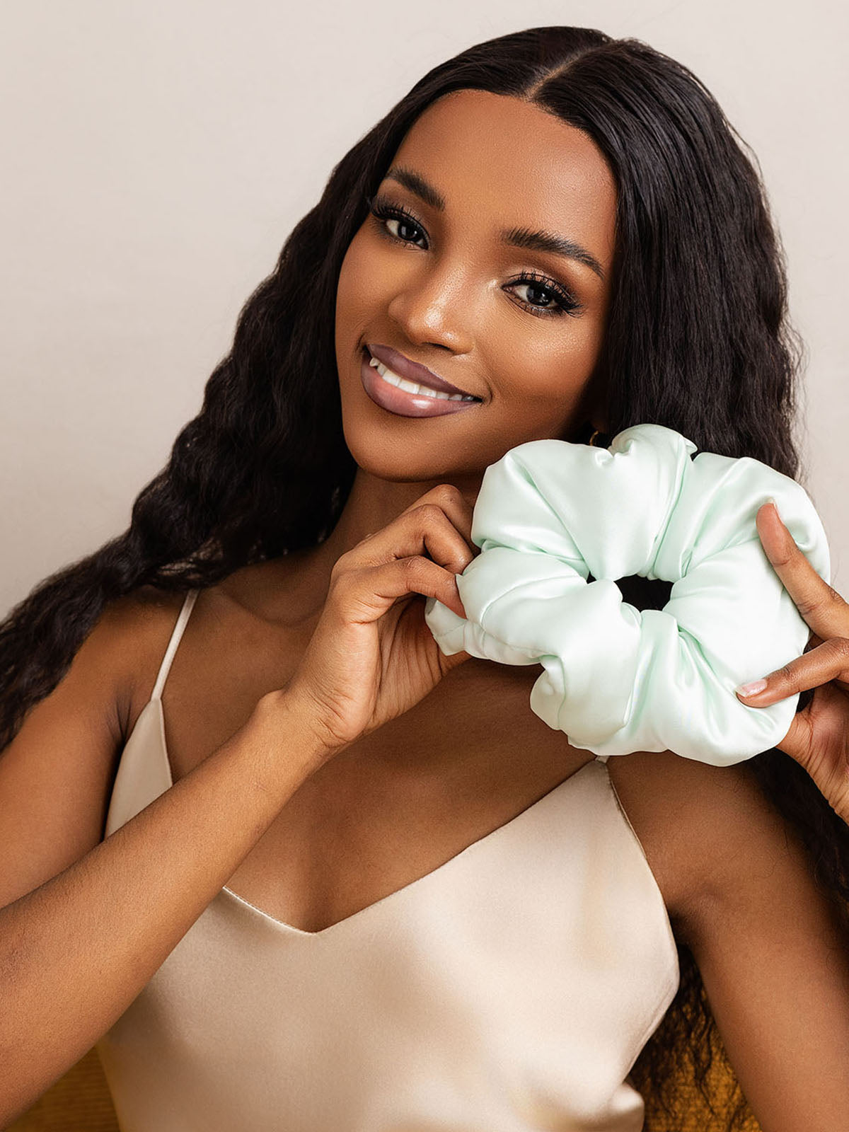 [Menta Verde] SilkSilky-ES Seda Pura Scrunchie 003