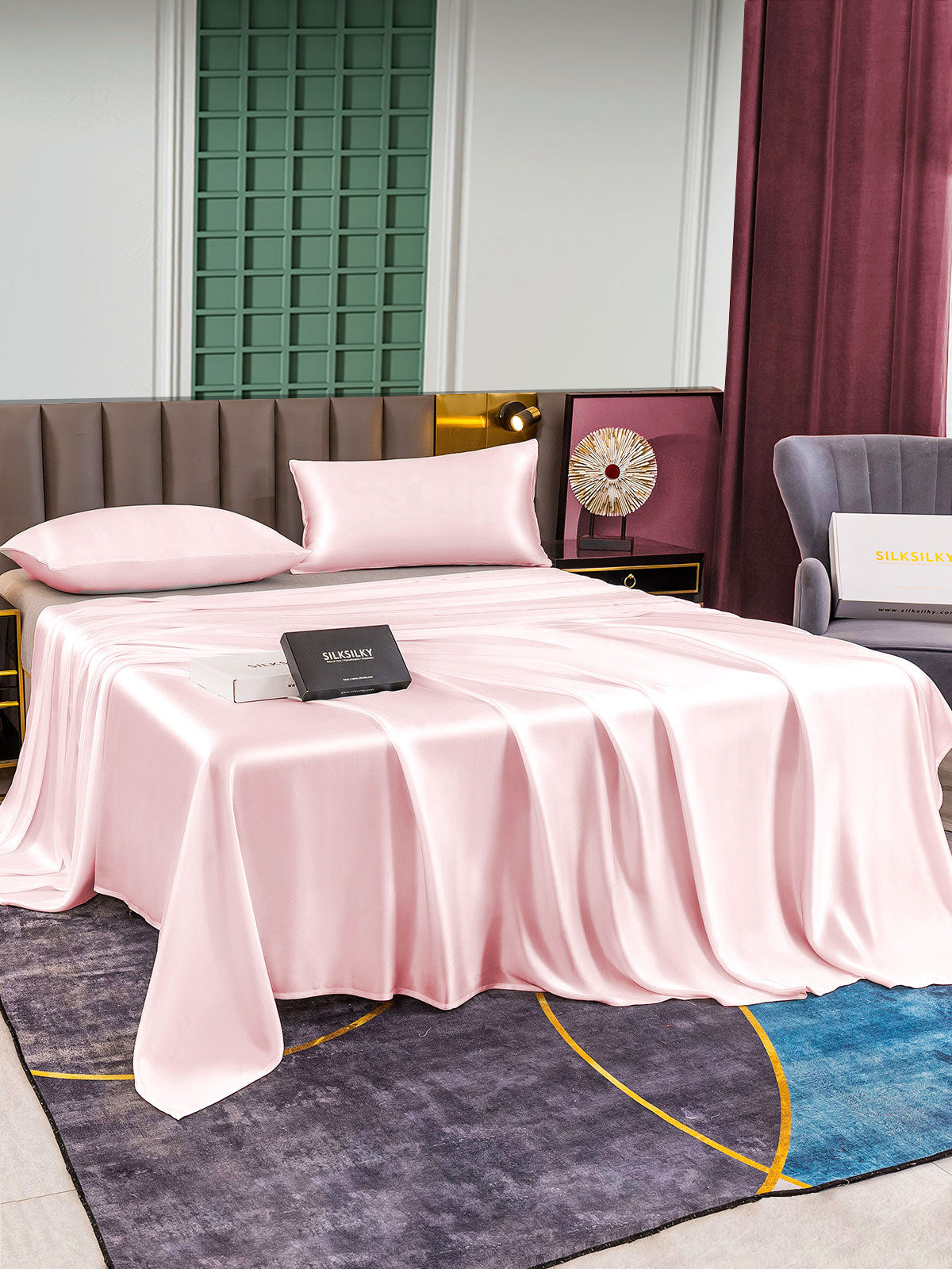 [Rosa] SilkSilky-ES 25Momme Seda Pura Bedding Set 003