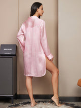[Rosa] SilkSilky-ES Long Sleeve Notch Collar Camisas de dormir 002