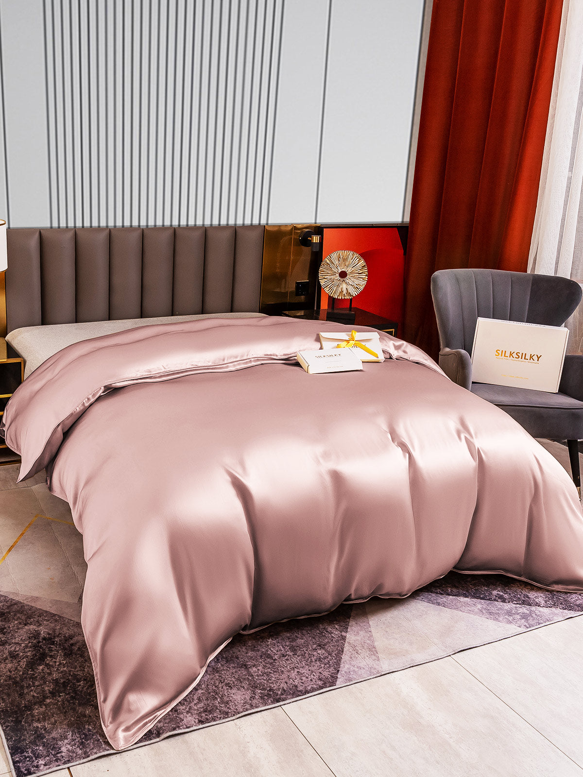 [Malva Pálido] SilkSilky-ES 22Momme Seda Pura Duvet Cover 003