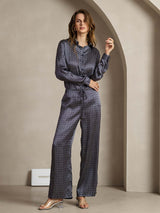 [Ginkgo Azul Marino] SilkSilky-ES 19Momme Seda Womens Pants 003