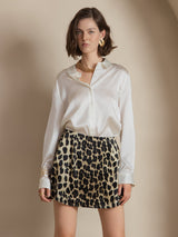 [Blanco] SilkSilky-ES Long Sleeve Lapel Collar Blusas de Mujer 001