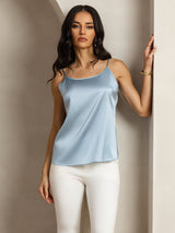 [Azul Grisáceo] SilkSilky-ES Spaghetti Strap Top de tirantes 001