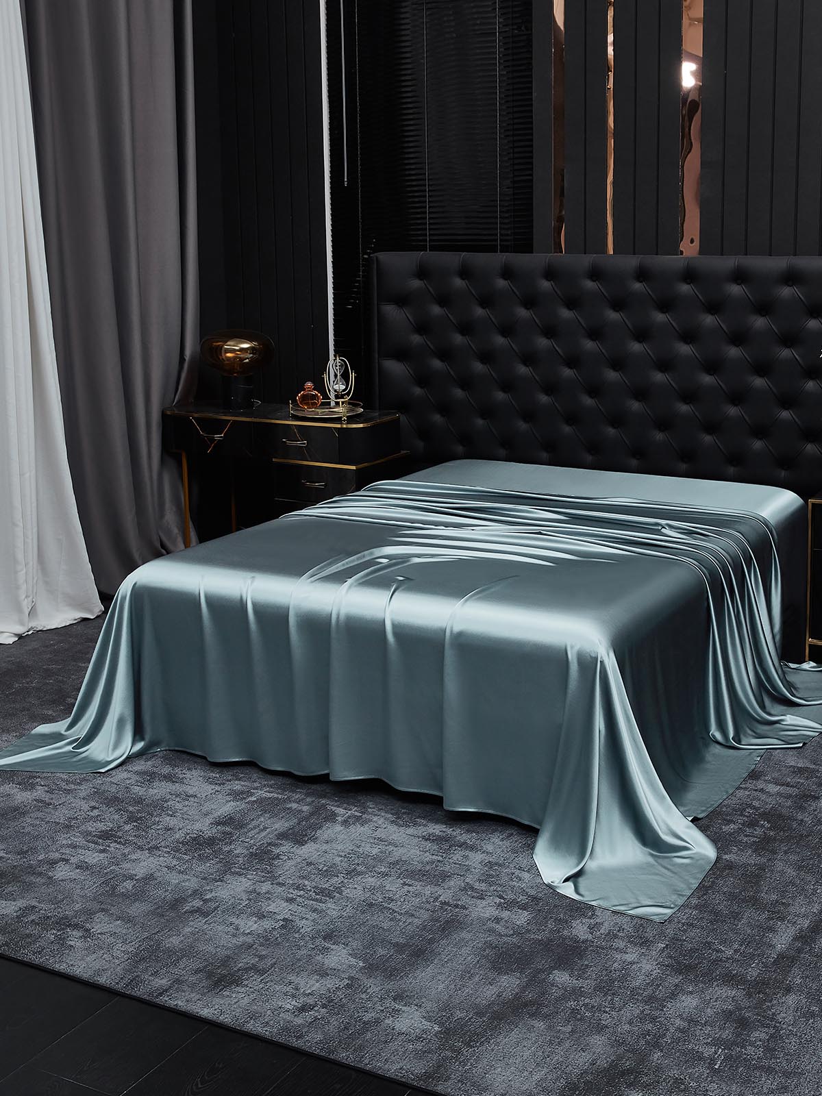[Azul Grisáceo] SilkSilky-ES 19Momme Seda Pura Sheet 001